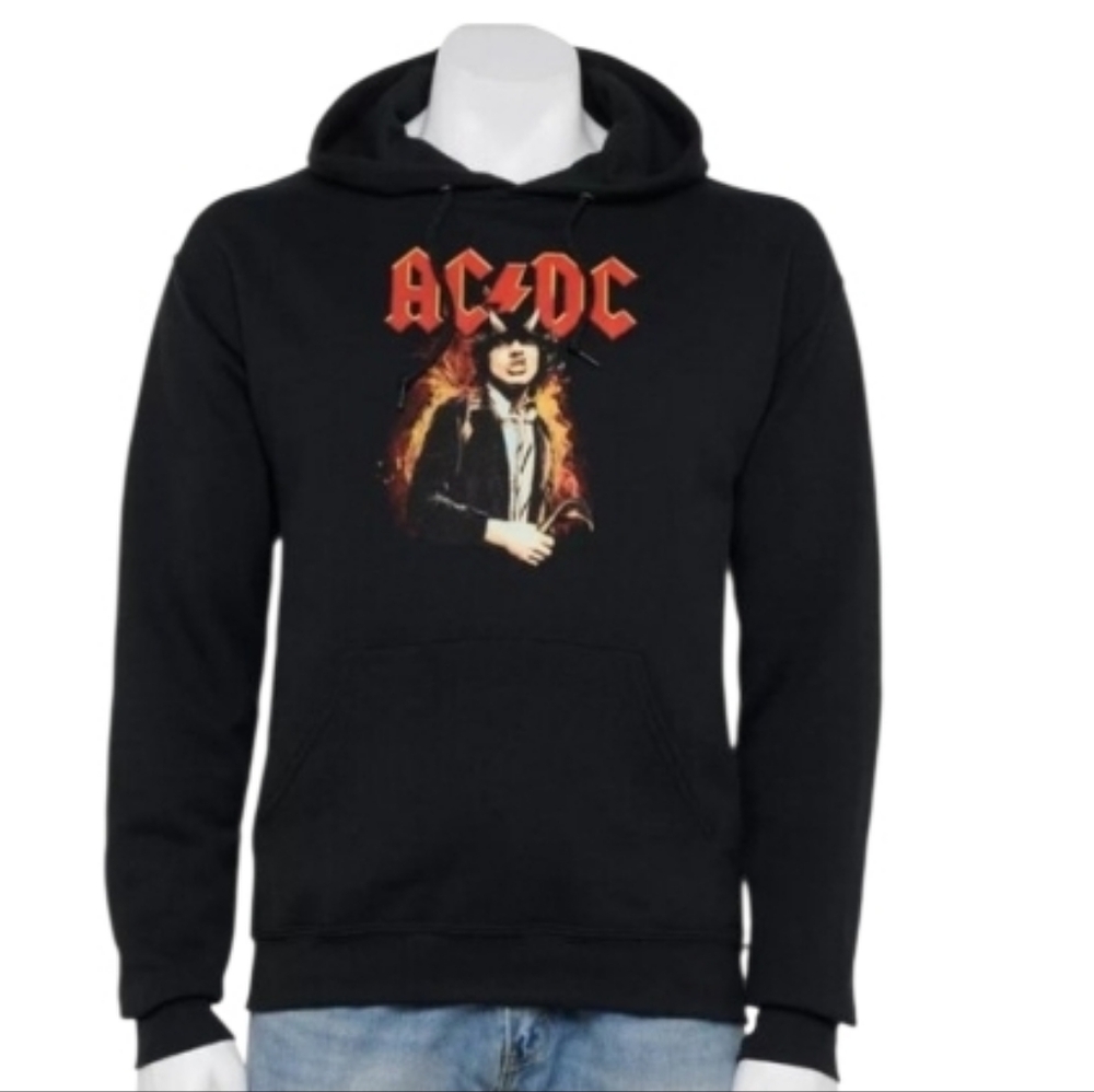 NWT AC/DC Angus Young Graphic Print Black Hoodie